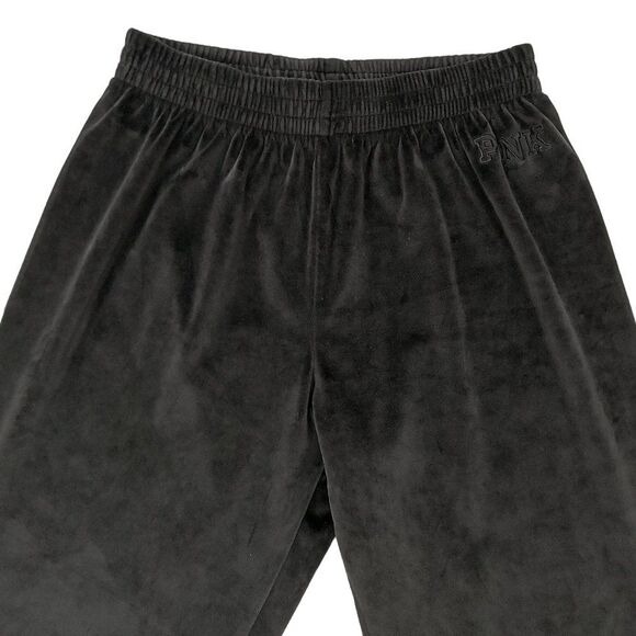 Pink Victoria's Secret Fleece Jogger Pants Womens Medium Black Tapered Athletic - Picture 2 of 9